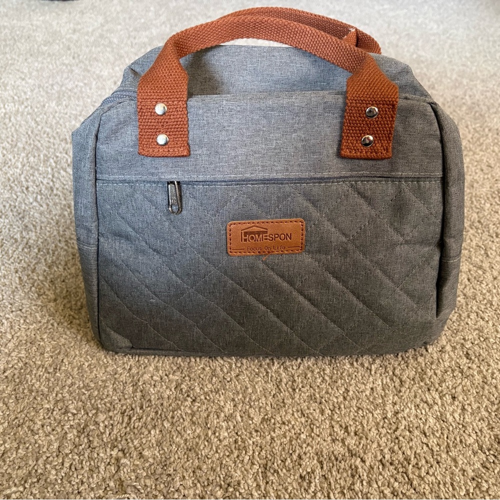 Gray Insulated Lunch Bag